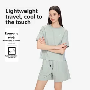 Womens Quick Drying Sports Top Short Sleeves Cropped Style for Summer Morning Runs Workouts Yoga Casual Sun Protective