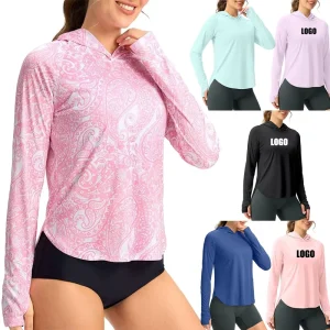 Women’s Sun Protection Hoodie UPF 50+ Rash Guard Long Sleeve Lightweight Quick Dry UV Shirts for Hiking Fishing