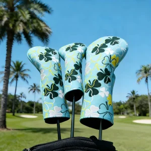 Wood Headcover 3 Piece Set Fairway Hybrid Combo Barrel Shape Exquisite Bird Design Golf Club Head Cover