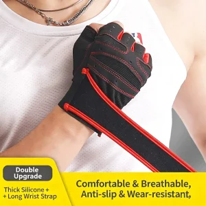 Wrist Protection Gym Gloves Non Slip Silicone Palm Padded Mesh Fabric Sports Impact Gloves