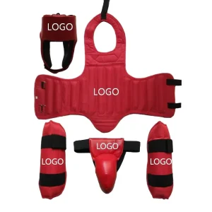 XLAN 5PCS Boxing Sanda Protective Gear Set PU Leather Martial Arts Guards with Head Chest Shin & Groin Protection
