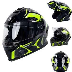YM Cascos Para Moto Flip up Motorcycle Helmets Accessories Smart Customized Unisex Double Visors German Style with Led Lights