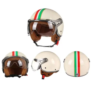 Yellow Retro Stylish Motorcycle Helmet Accessories Safe Personality Half Face Double Lens Functional Motorbike Head Protector