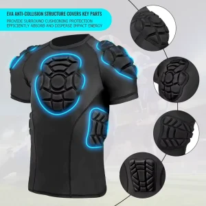 Youth Football Padded Impact protection Shirt Base Layer EVA Protection 4-Way Stretch Athletic Apparel Sports Underwear