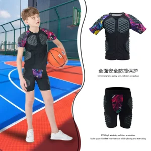Youth Rugby Soccer Goalkeeper Breathable Crash Resistant Chest Hip Protector Sports Gear for Cycling Roller Skating