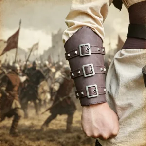 ZSJ 012 Medieval Viking Faux Leather Arm Bracers with Buckles Adjustable Forearm Guards for LARP Renaissance Cosplay